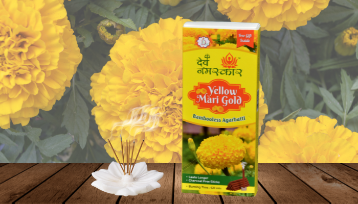 yellow marigold bambooless incense stick